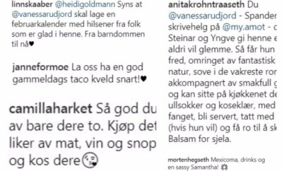 MASSIV STØTTE: Vanessa Rudjord mottok flere tips fra både kjendiser, familie og venner, til hva hun kunne gjøre for venninnen sin Synnøve Skarbø som går gjennom et samlivsbrudd. Foto: Skjermdump, Instagram MASSIV STØTTE: Vanessa Rudjord mottok flere tips fra både kjendiser, familie og venner, til hva hun kunne gjøre for venninnen sin Synnøve Skarbø som går gjennom et samlivsbrudd. Foto: Skjermdump, Instagram